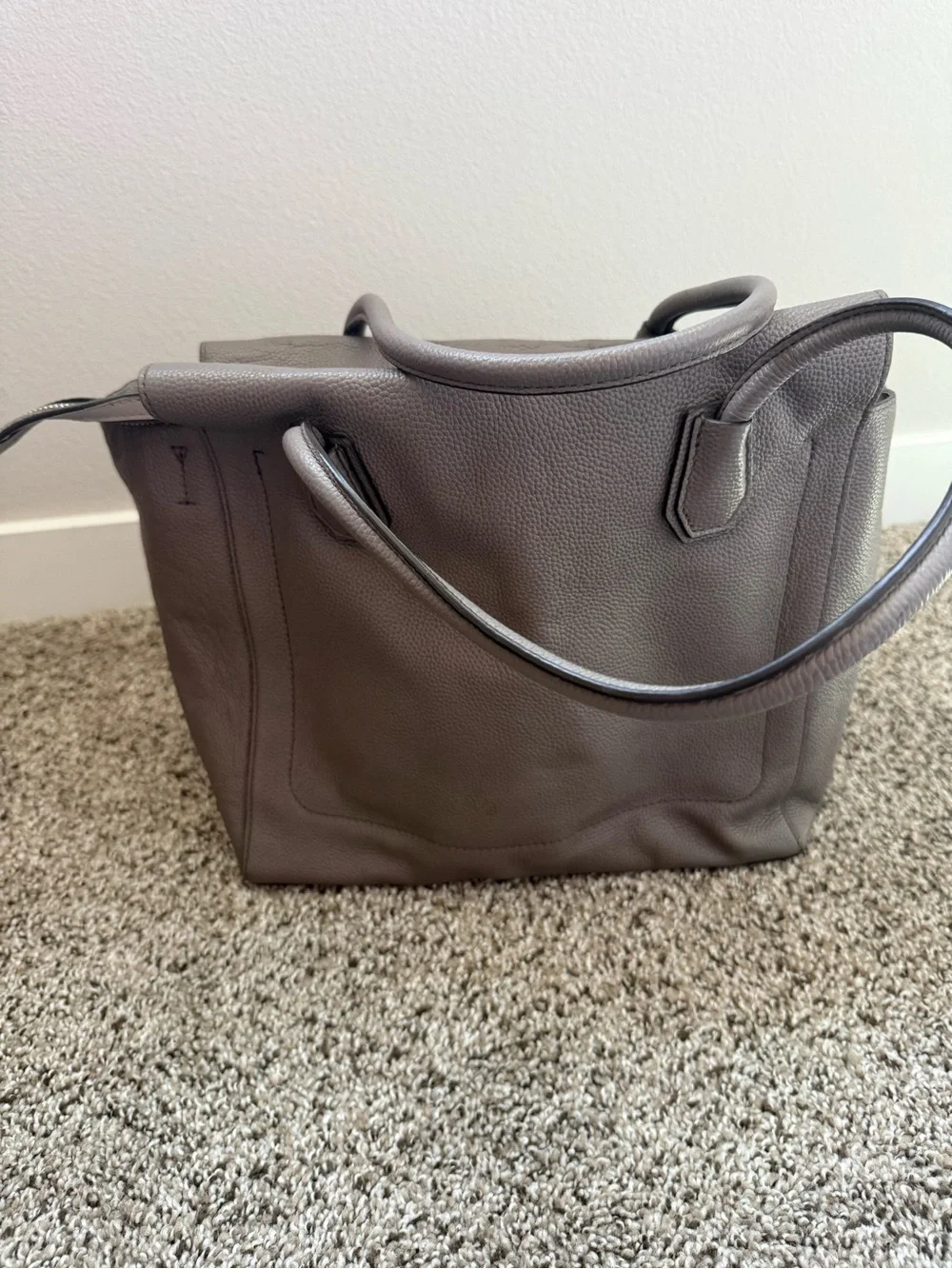 Michael Kors Gray Pebbled Leather Top-Handle Tote